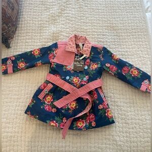 Matilda Jane Blue and Pink Floral Toddler Trenchcoat NWT